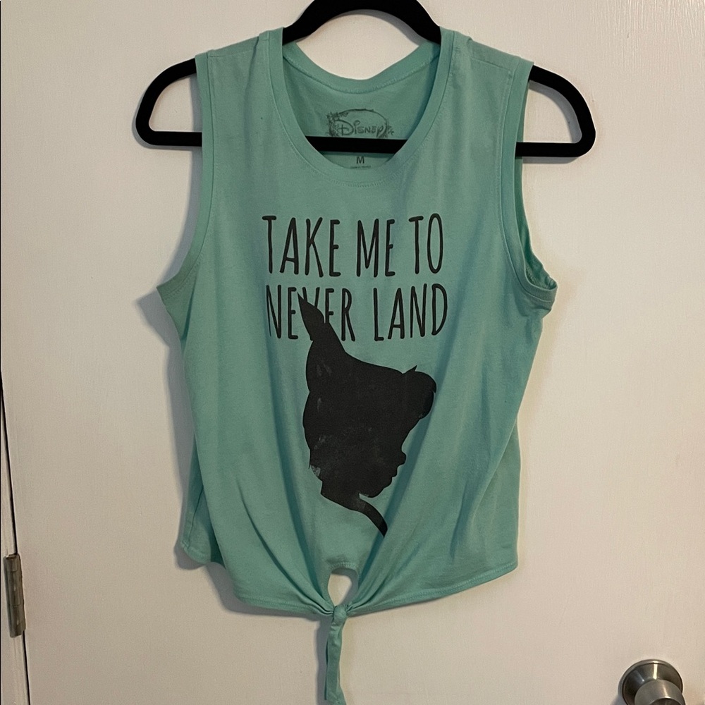 Disney Women's Aqua Knot-Front Muscle Tee women’s medium